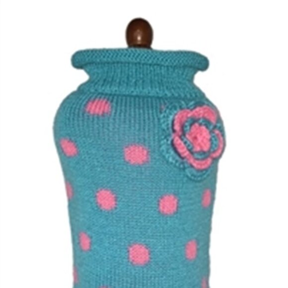 Turquoise & Pink Polka Dot Sweater Dress - Size 12 inch - NEW!!! - Picture 3 of 4